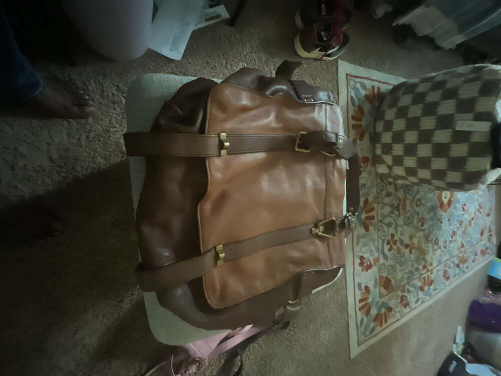 Kooba Two-Tone Leather Satchel with Buckle Detail